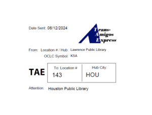 Click here to see a sample of a completed TAE shipping label.